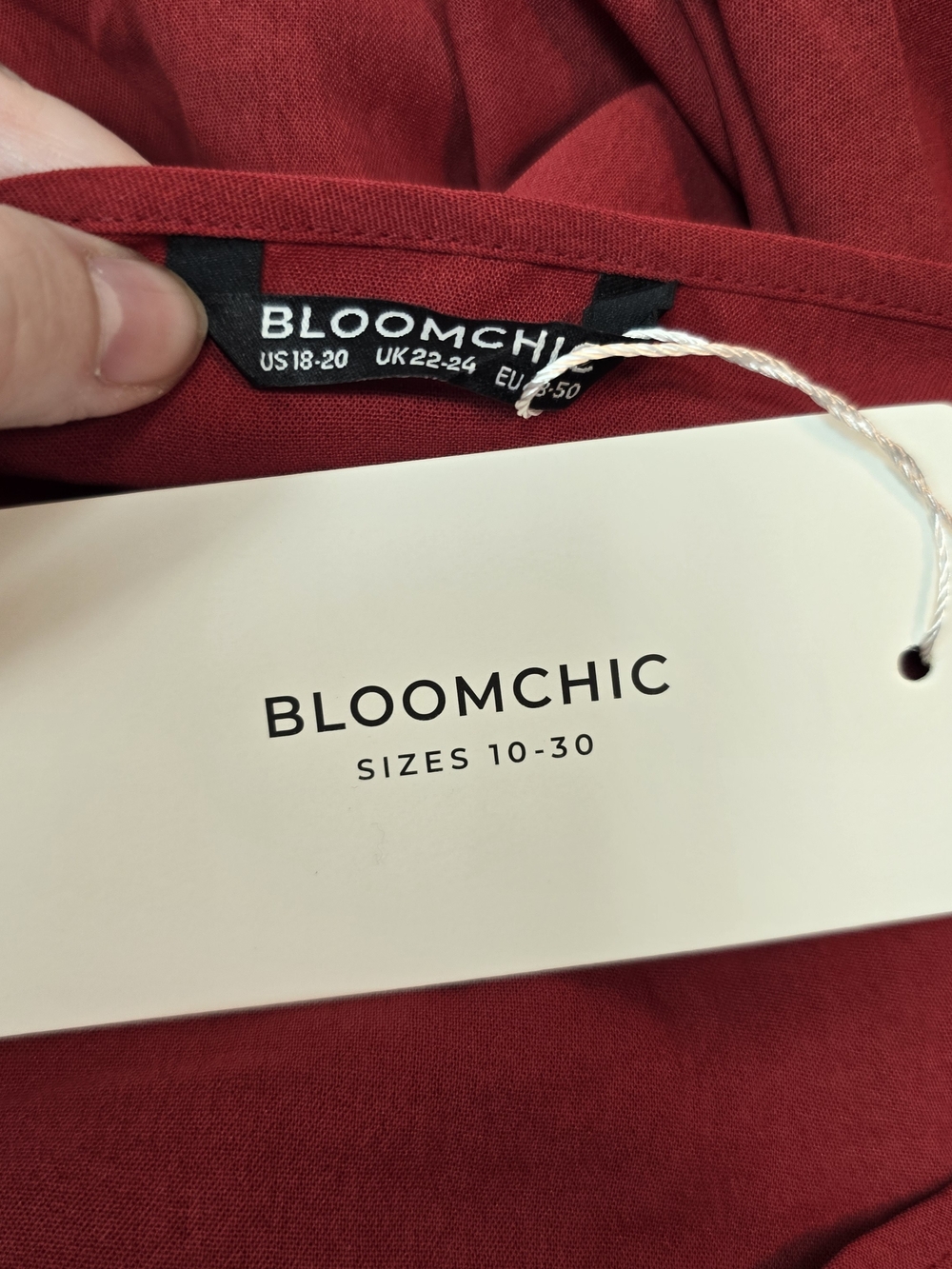 BloomChic Dress Womens Sz 18/20 (2xl) Red Semi Sheer 3/4 Sleeve With Pockets - Picture 6 of 8